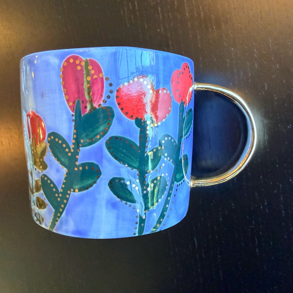 Anthropologie x Francesca Kaye Hand Painted Red, Blue, and Gold Tulip Mug - Picture 3 of 5